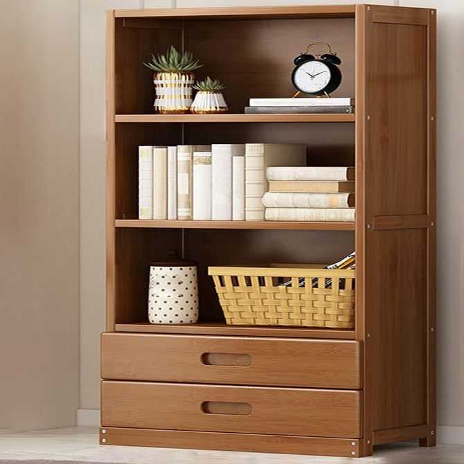 Contemporary Vertical Standard Bookcase Brown Manufactured Wood Bookshelf