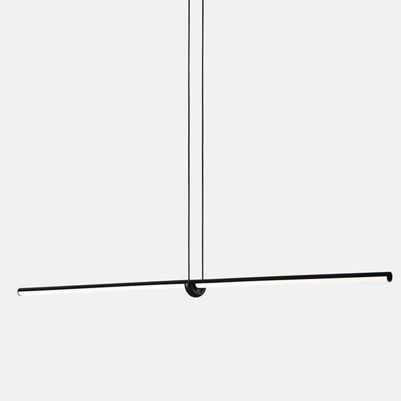 Black Metal Island Light Lámpara colgante de restaurante lineal moderna de 1 cabeza con sombra acrílica