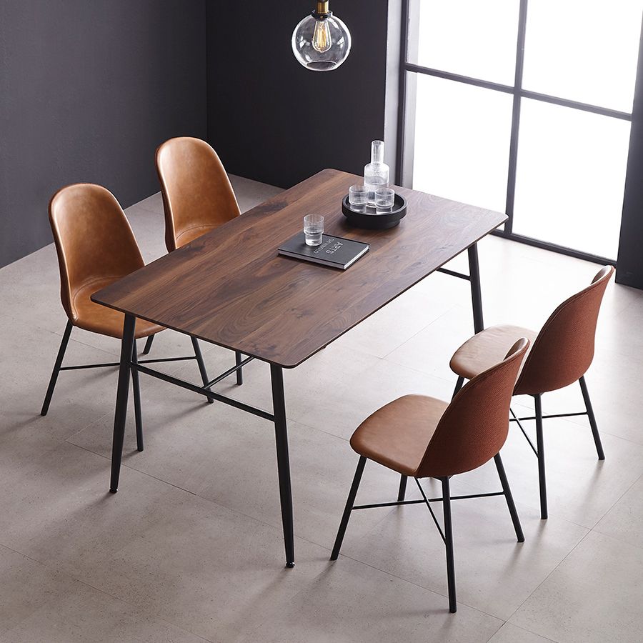 Sillas de comedor modernas sin brazos, respaldo sólido, silla lateral de comedor con patas negras (juego de 2)