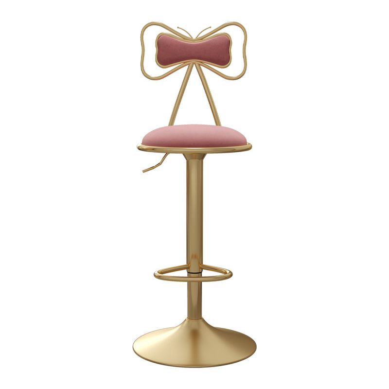 Adjustable Glam Bar Stool Footrest Low Back Upholstered Indoor Counter Stool