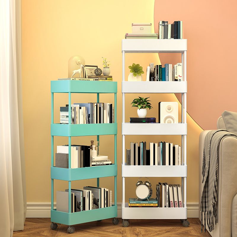 Contemporary Style Bookshelf Home Office Bookcase with Casters