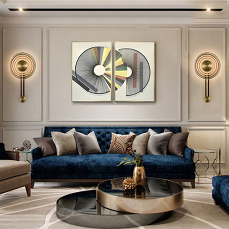 Single Modern Brass Wall Mounted Sconce LED Round Glass Wall Light for Foyer