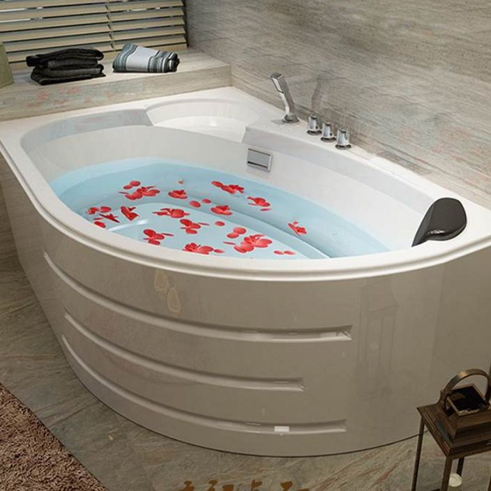 Back to Wall Bath Corner Acrylic Soaking White Modern Bathtub