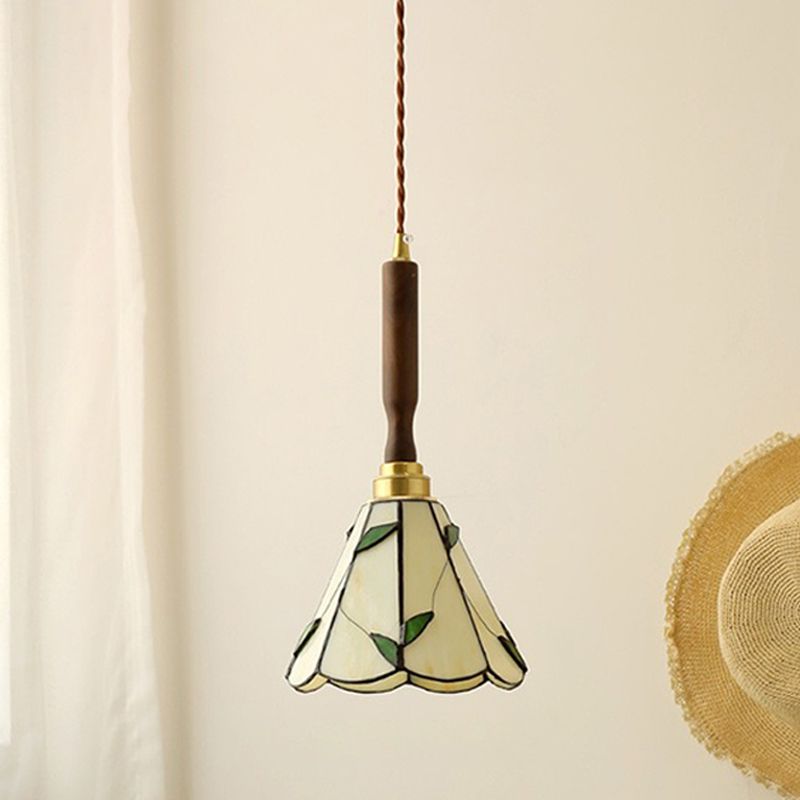 Tiffany-stijl handgemaakte hanglicht licht gebrandschilderde glazen kegel plafond opgehangen armaturen