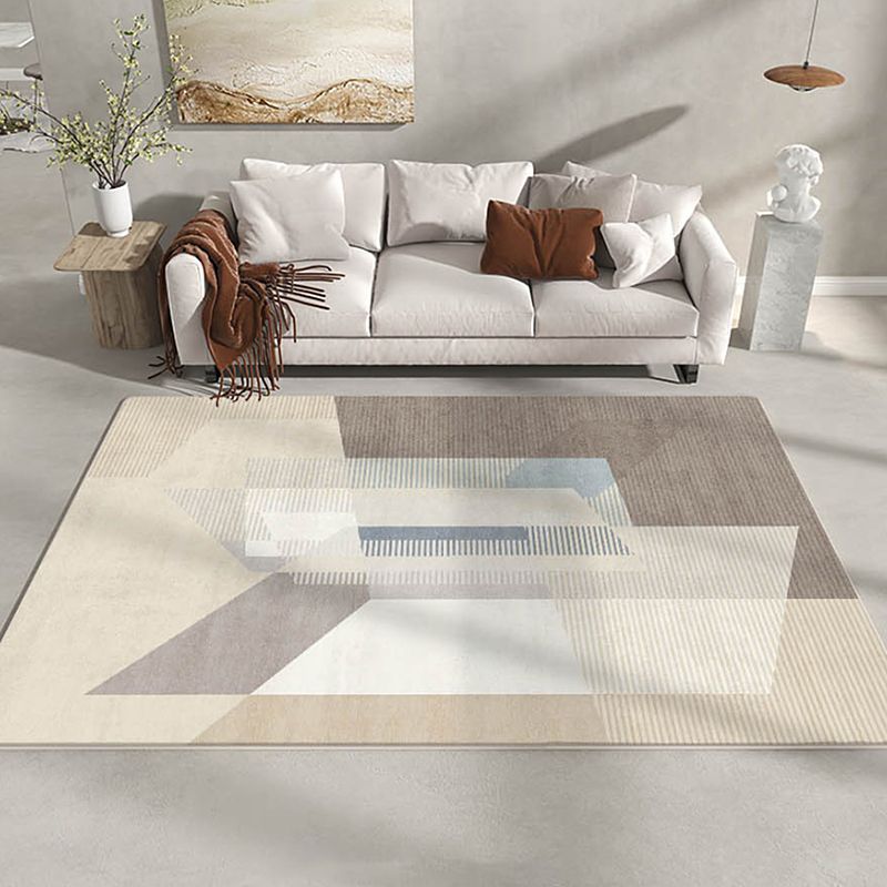 Light Brown Modern Rug Polyester Color Lump Rug Non-Slip Backing Rug for Living Room