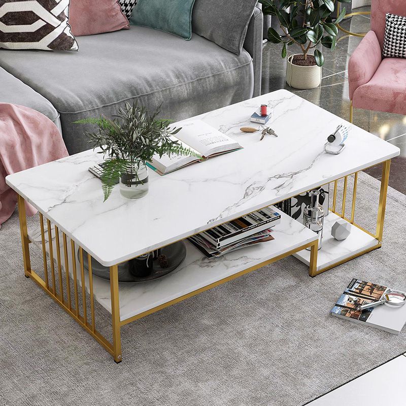 Rectangular Storage Coffee Table  Contemporary Frame Cocktail Table for Home