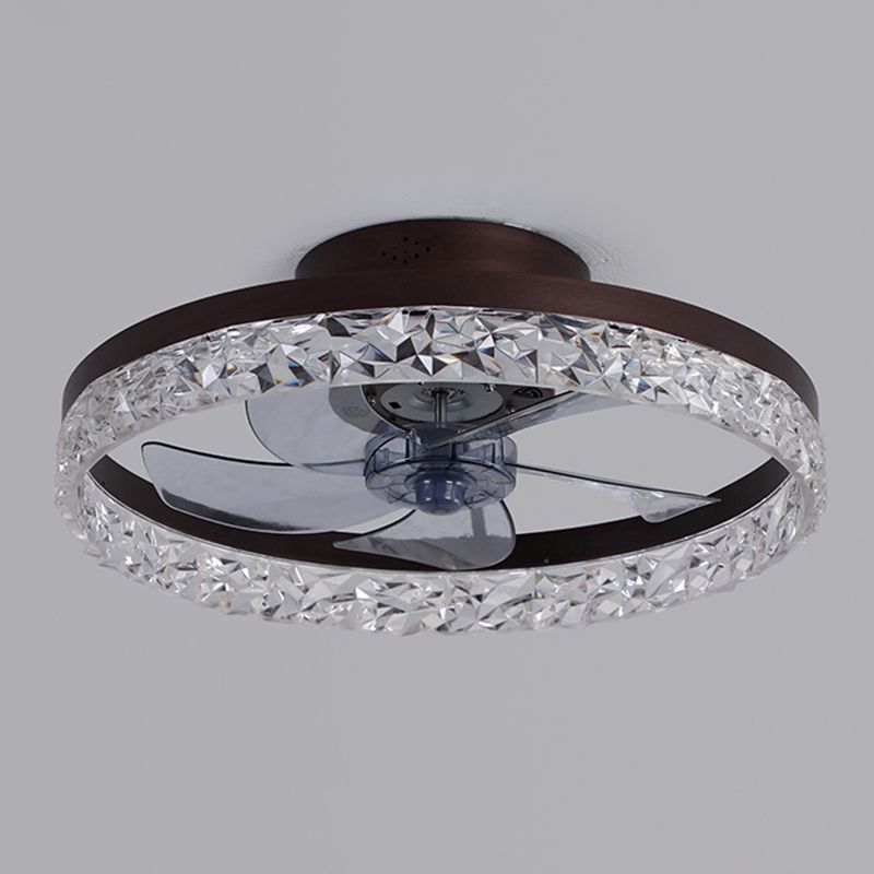 Moderne Luxus -LED -Deckenventilatoren lackierte Eisenkreisflush -Halterung mit Acrylschatten