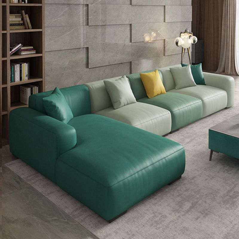 Stationary Faux Leather Living Room Square Arm Cushions Sofa