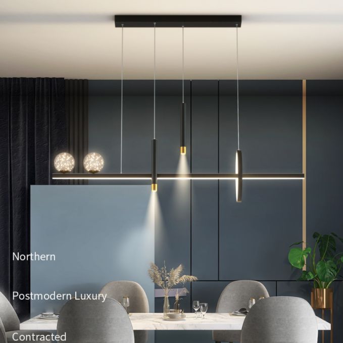 Modern Chandelier Linear Clear Glass Island Chandelier Lights for Dining Room