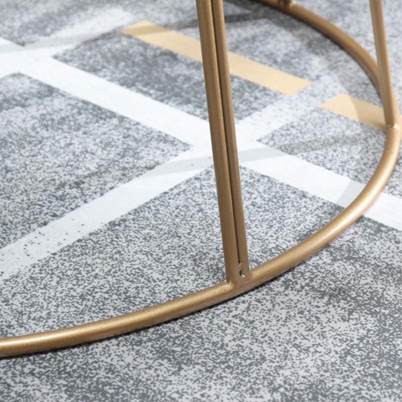 Contemporary Coffee Table with Round Glass Top and Iron Base