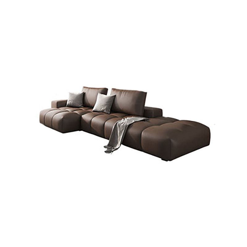 American Traditional Faux Square Arm Sectionals 37.4"High Leather Cushions Sofa,Dark Brown