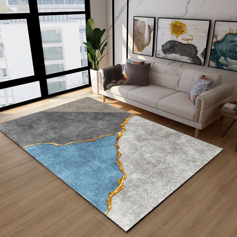 Contemporary Indoor Rug Luxury Polyester Carpet Stain Resistant Area Rug for Living Room