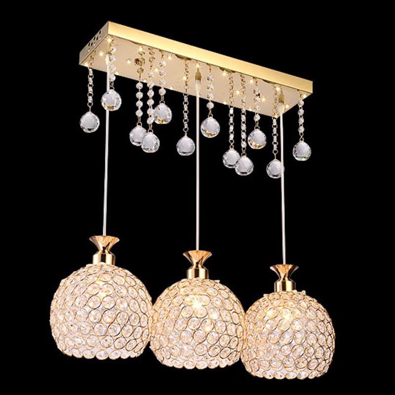 Salle à manger à teinte mondiale Crystal Crystal 3-Light Pendant moderne Lampe