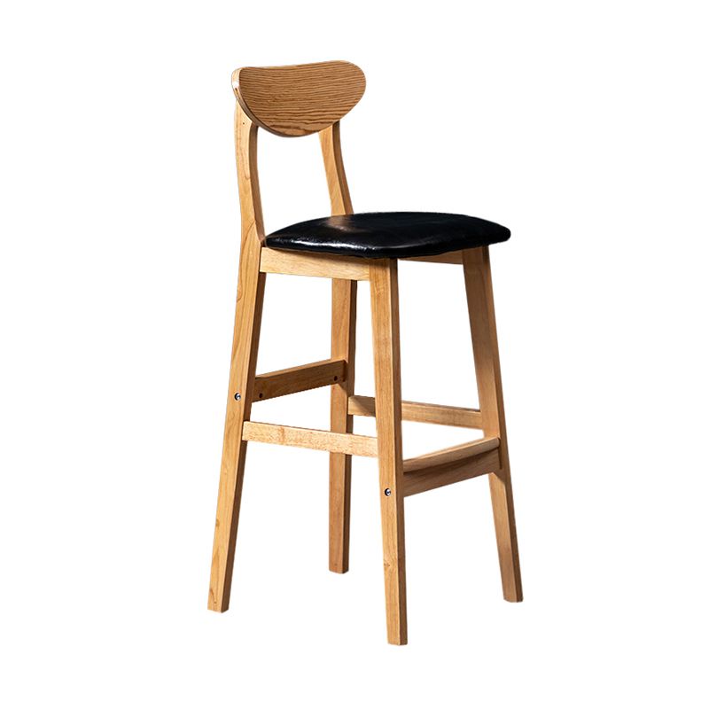Modern Rubberwood Indoor Bar Stools Natural Finish with Backrest