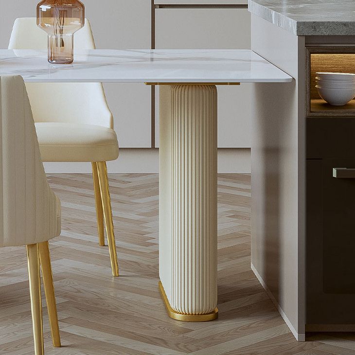 Minimalist Standard Height Dining Set with Microfiber Leather Dining Table and Chairs