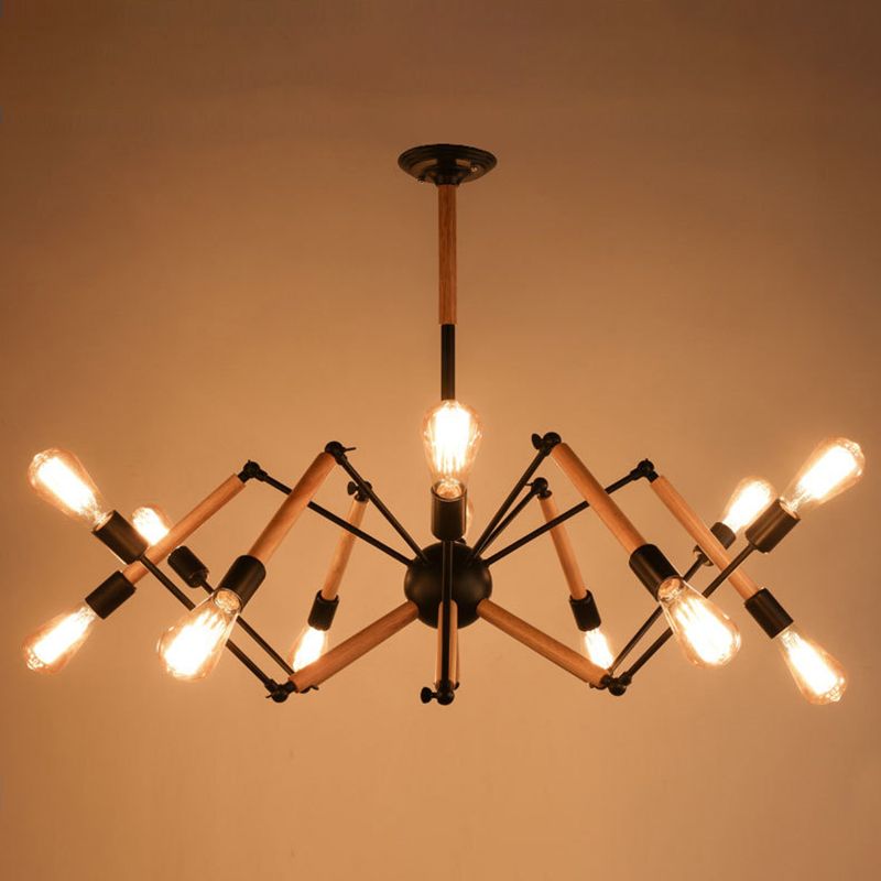 Luces de lámpara de araña de rama industrial accesorios de iluminación de araña de metal para restaurante