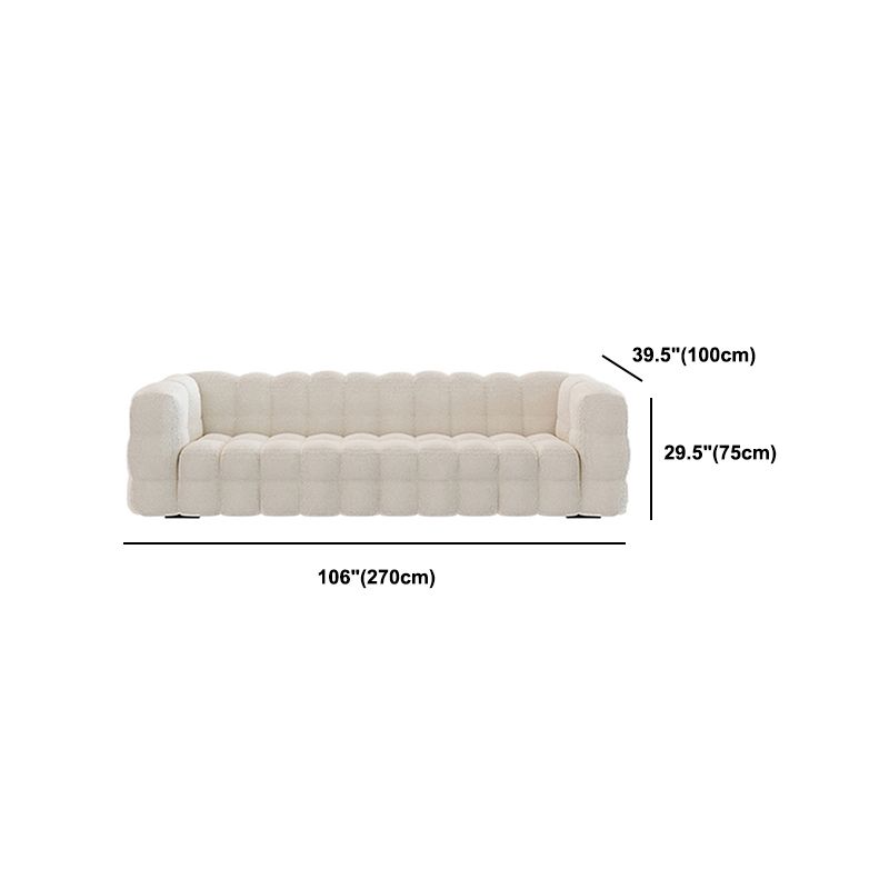 Pillow Sewn Back Sofa Contemporary Tuxedo Arm White Wool - 39.37" D