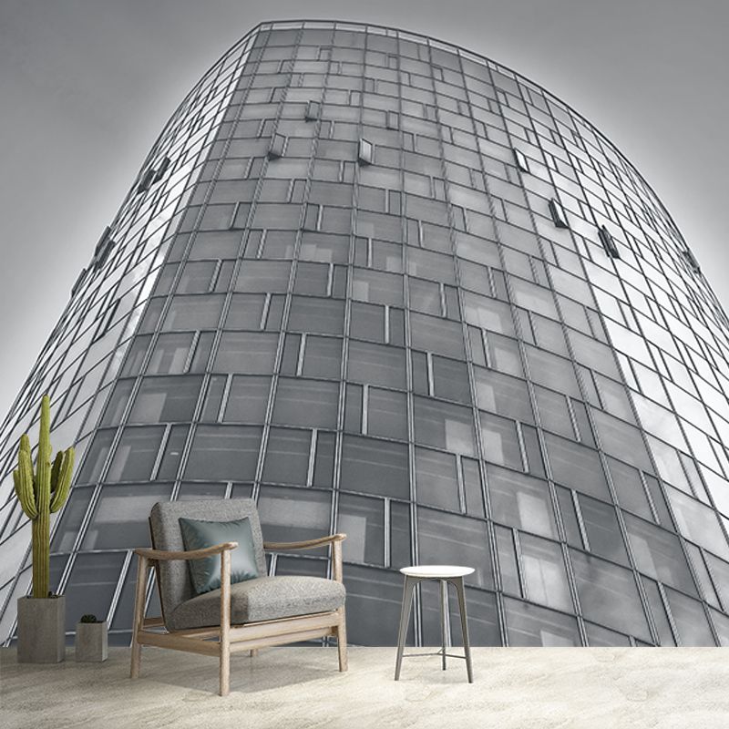 Urbanized Building Mural Wallpaper for Meeting Room, Moisture Resistant