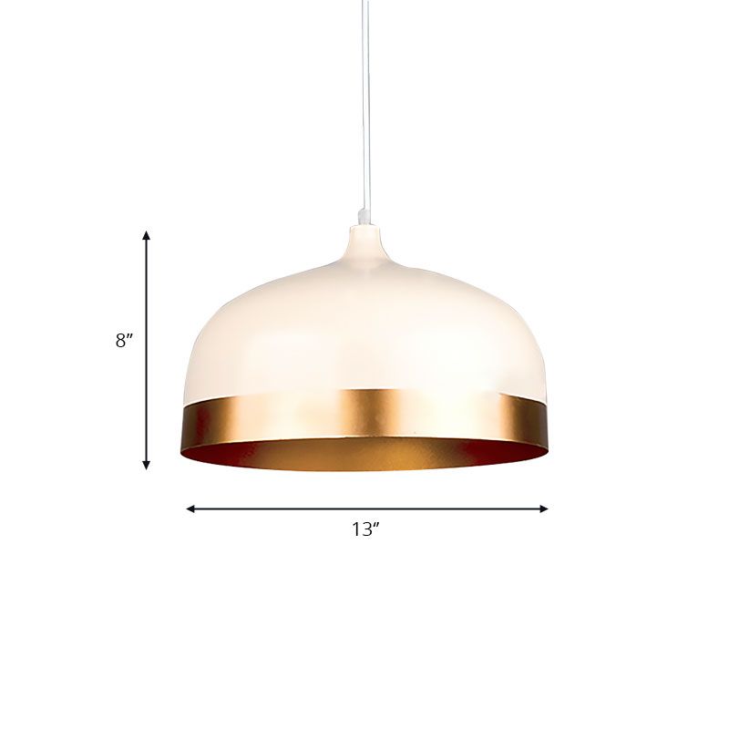 Lámpara colgante de oro moderna con tono de domo 1 cabeza de metal de metal luz colgante para dormitorio