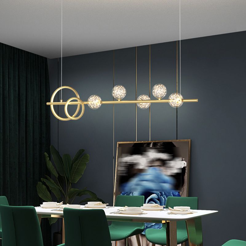 Modern 6/7-Light Golden Kitchen Island Lighting LED Unique Island Pendant Lighting
