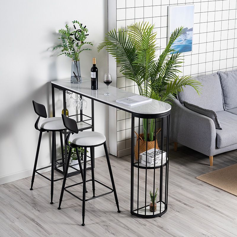 Glam Metal Barstool Fabric Cushion Velvet Stool in Matte Finish for Indoor