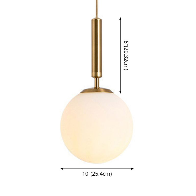 1 Light Sphere Pendant Lighting Mid-Century Modern White Glass Pendant Lighting Fixtures for Restaurant
