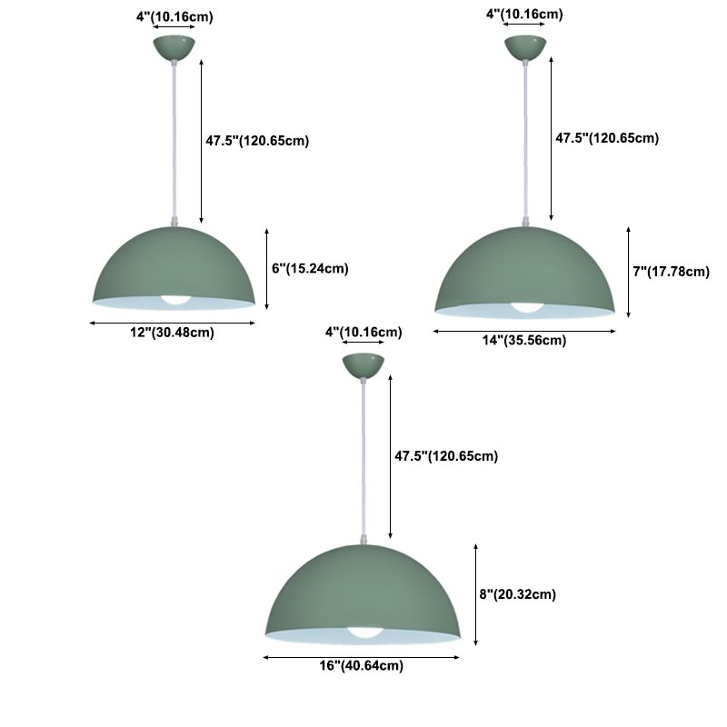 Metal Bowl Shade Hanging Lights Modern Macaron Style 1 Light Hanging Mount Fixture for Supermarket