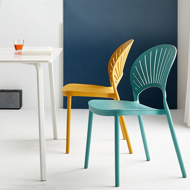 Contemporary Style Plastic Open Side Chair Colorful Stacking Dining Chairr for Home
