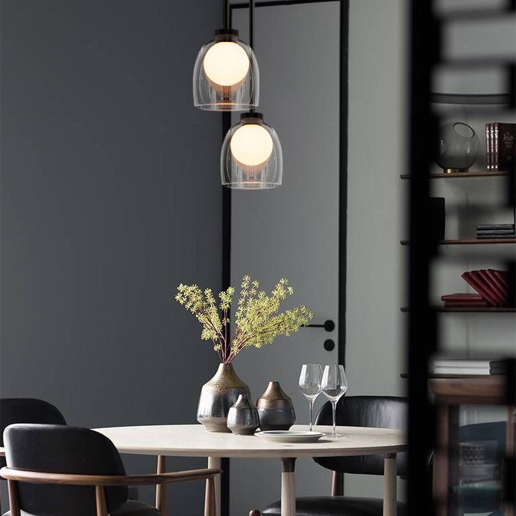 Shaded Pendant Light Fixture Minimalist Style Glass Hanging Pendant Light for Dinning Room