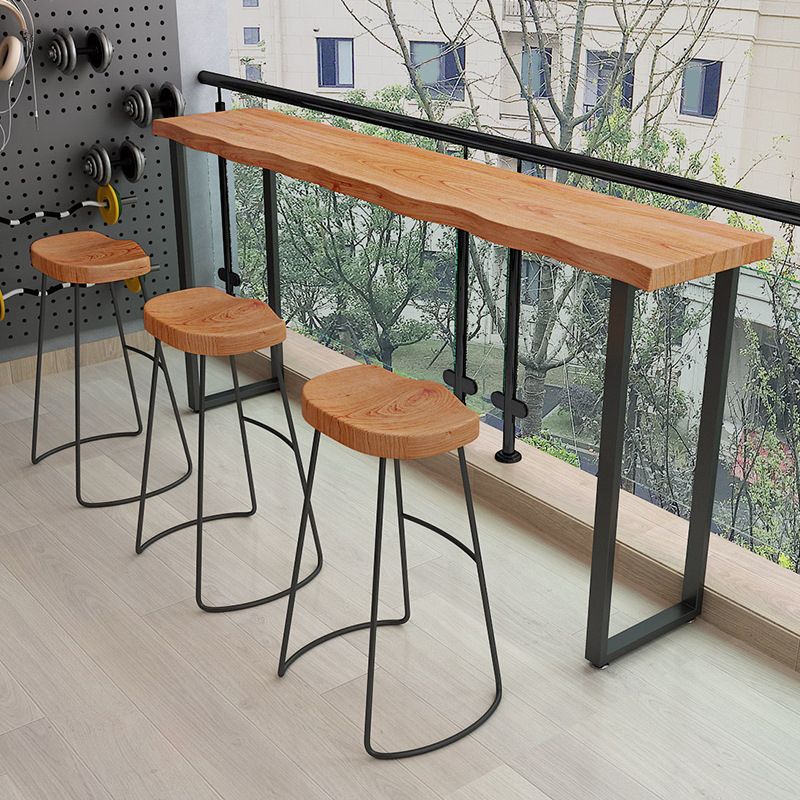Modern Wooden 1/2/4 Pieces Bar Table Set Rectangle Bar Table with Metal Legs