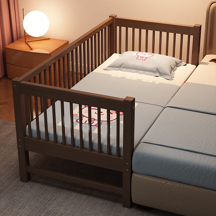 Espresso Wood Solid Wood Baby Crib Ultra-Modern with Guardrail