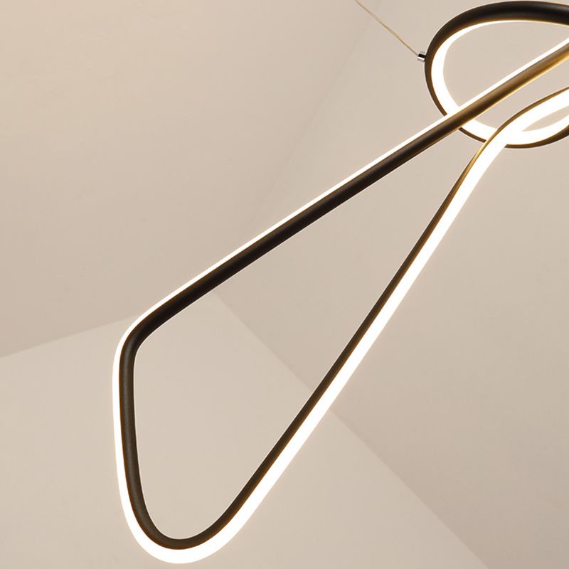 Aluminium Linear LED Pendant Light in Modern Singular Style Silica Gel Ceiling Light for Dining Room