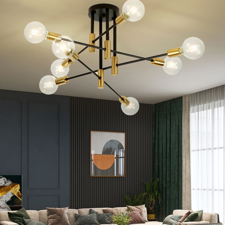 Zwart metalen hangende kroonluchter licht modern glazen schaduw plafond kroonluchter voor woonkamer