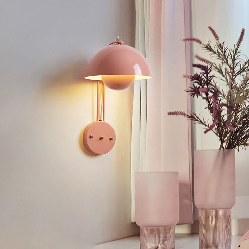 Modern Wall Sconce Circular Shape Wall Light with Metal Shade for Bedroom