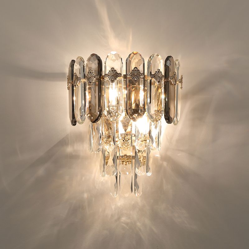 Lampade a sconde di cristallo in stile moderno a strati multi -luci a strati di montaggio a parete trasparente