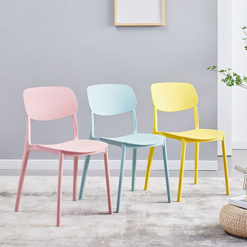 Nordic Glam Style Chairs Kitchen Armless Chair with Plastic Legs