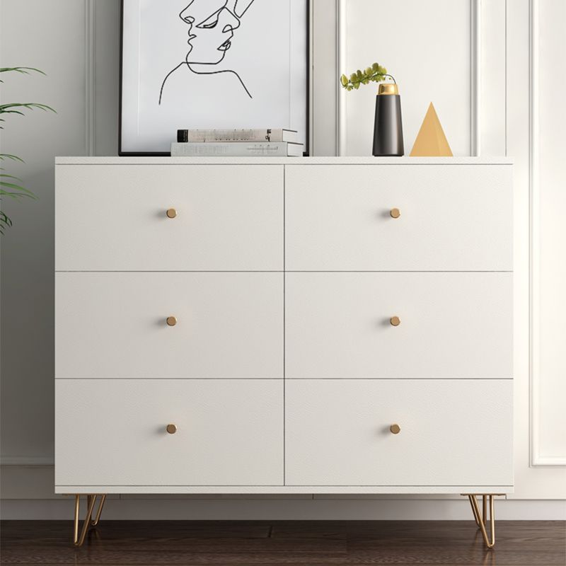 White Contemporary Accent Chest Rectangle Accent Cabinet with Drawers, Scratch Resistant