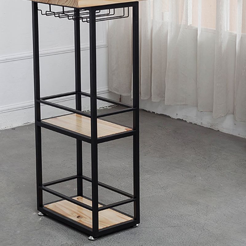 Modern Pine Wood Bar Table Rectangle Storable Table for Living Room