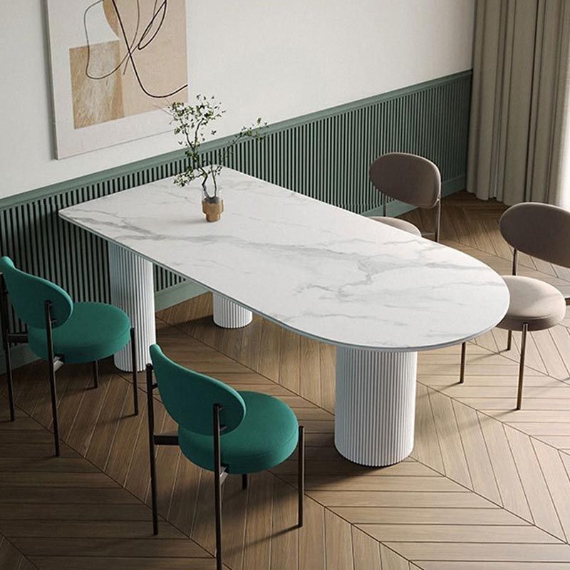 Stone Top Dining Table Traditional Luxury Dining Table with 3 Legs