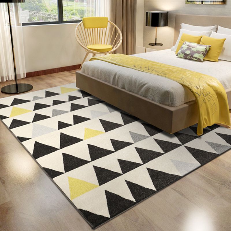 Modern Living Room Rug Multi Colored Geometric Indoor Polyster Non-Slip Backing Easy Care Carpet