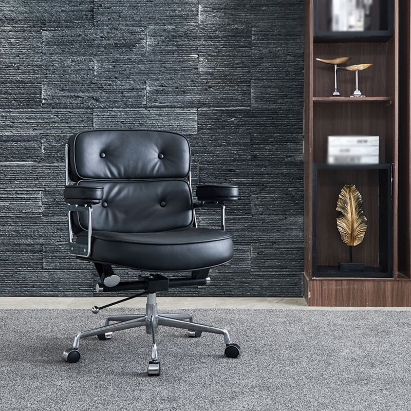 Modern Ergonomic Chair Height-adjustable Leather Fixed Arms Managers Chair