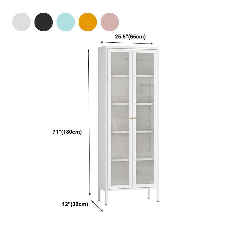 Modern Style Bookcase Metal Closed Back Bookshelf with Door for Home Office