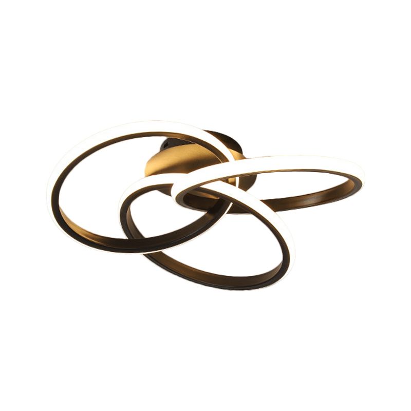 Metallic Interlocking Rings Flushmount Modern Black/Gold LED Flush Ceiling Light in Warm/White Light, 16.5"/20.5" W