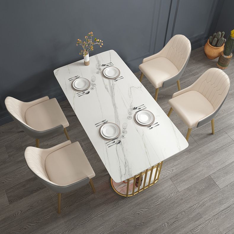 Mesa de comedor rectangular contemporáneo de metal Mesa de piedra sinterizada para cocina y comedor