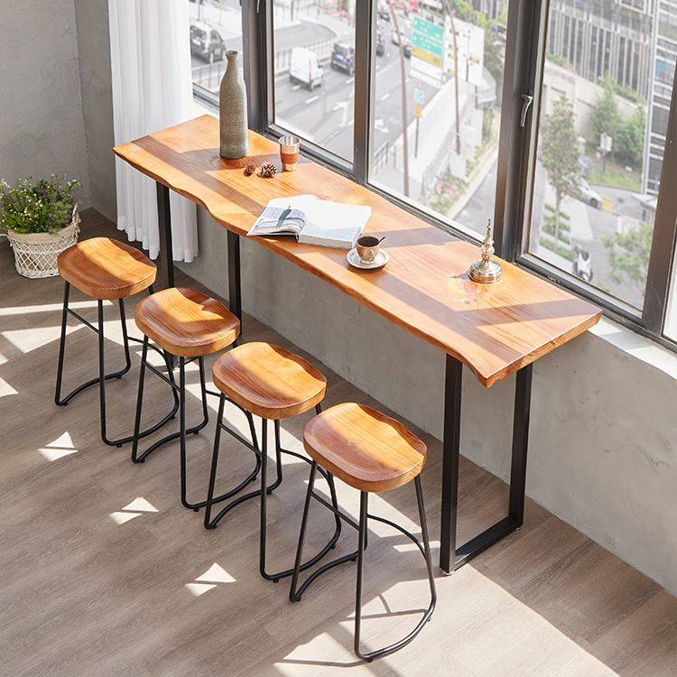 Luxury Rectangle Bar Table Set 1/2/4/5 Pieces Pine Wood Counter Table with Stools
