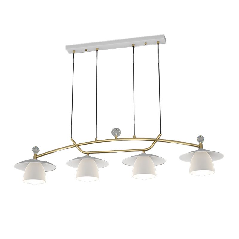 Modern Metal Pendant Light Dome Shape Island Light with Glass Shade for Living Room