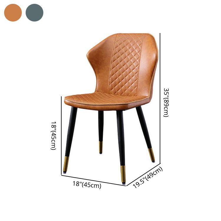 Silla lateral escandinava interior Silla de comedor tapizada de metal con respaldo