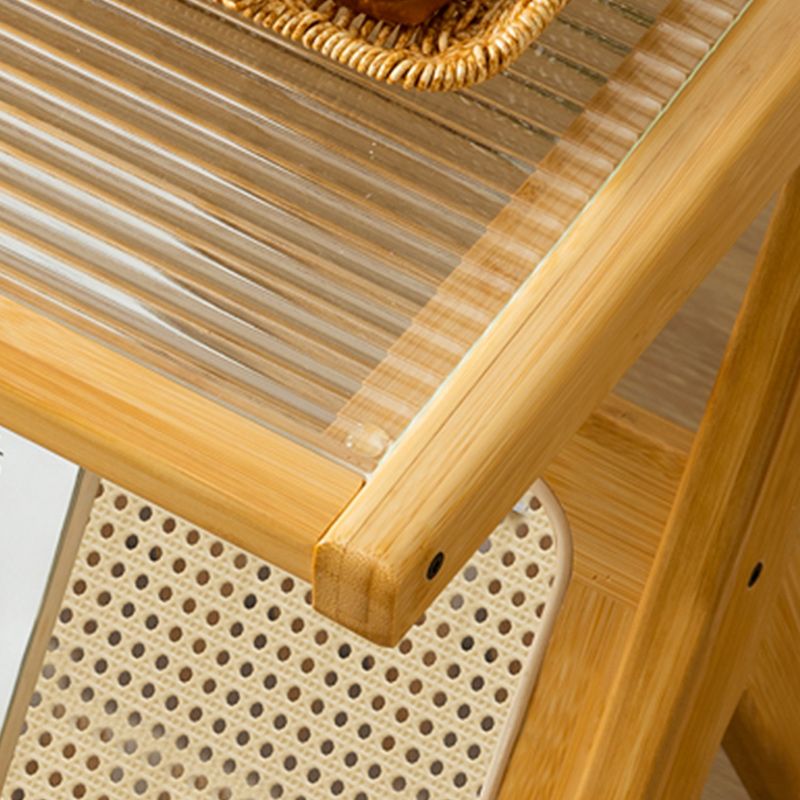 14" Wide Contemporary Corner Table Wood Storage Accent Side Table