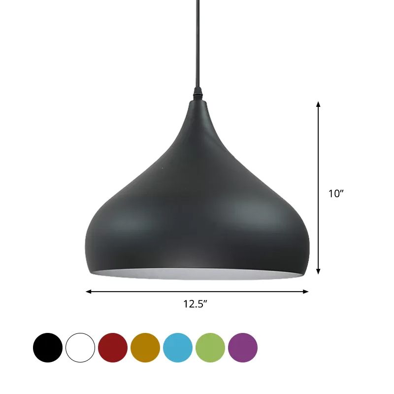 12.5"/16.5" Wide Dome Pendant Lighting Modern Iron 1 Light Black/White/Red Hanging Light