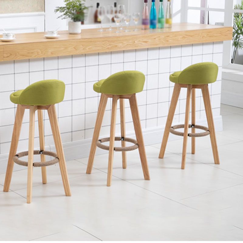 Modern Rotatable Backrest Counter Stool Wood Cafe Bar Stool with Pedal and Cushion